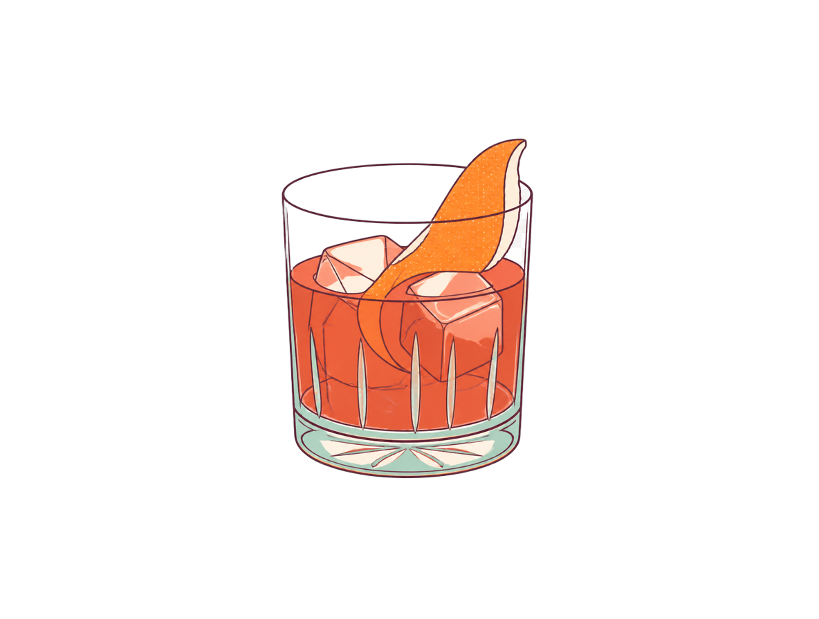 Arak Negroni cocktail illustration