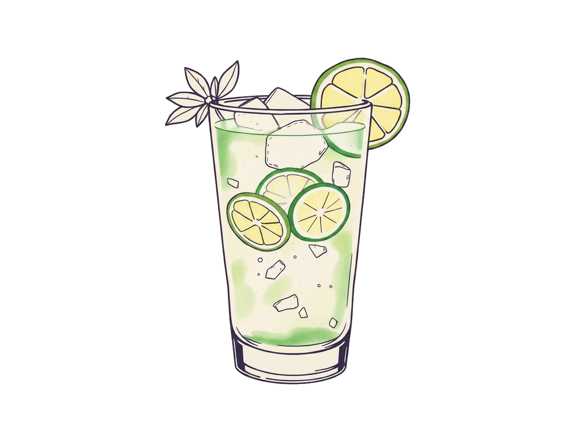 Caipirinha cocktail illustration