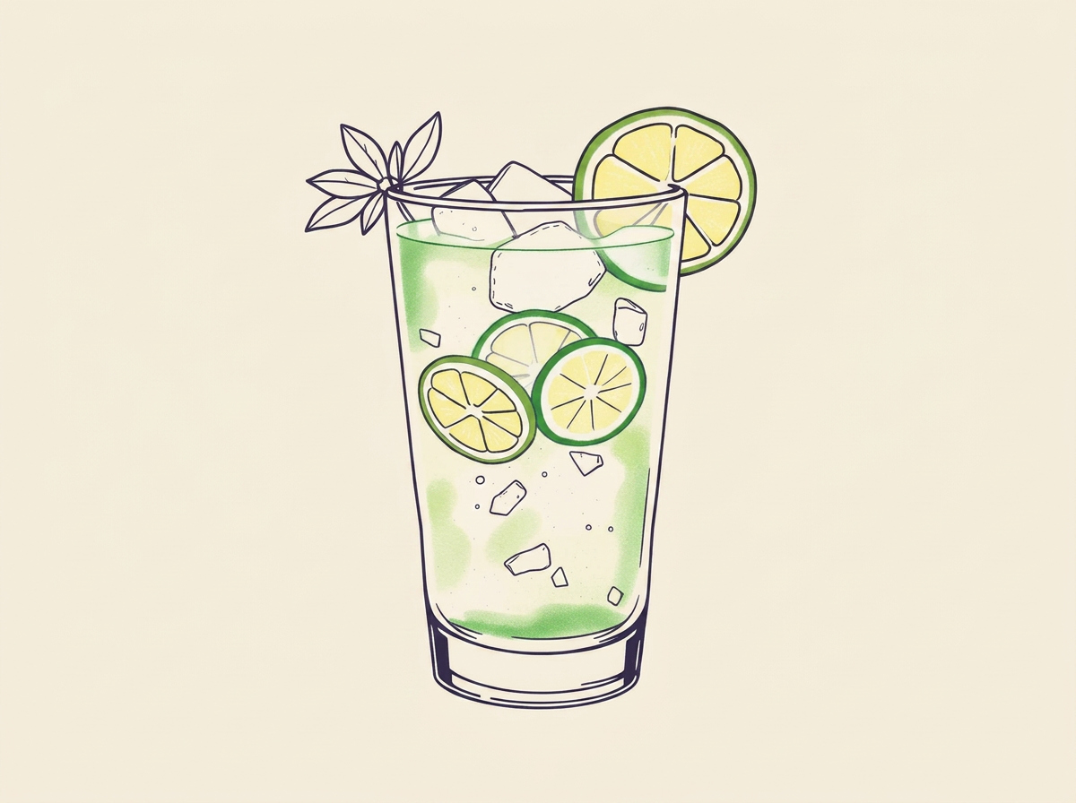 Caipirinha cocktail illustration