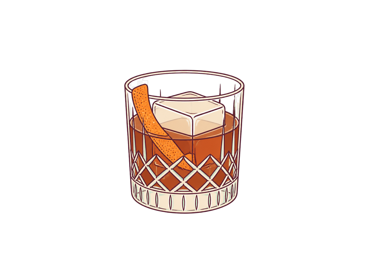 Chocolate Old Fashioned cocktail illustration