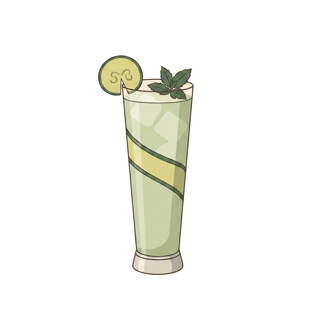 Cucumber Arak Highball cocktail illustration