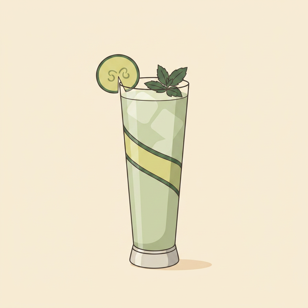 Cucumber Arak Highball cocktail illustration