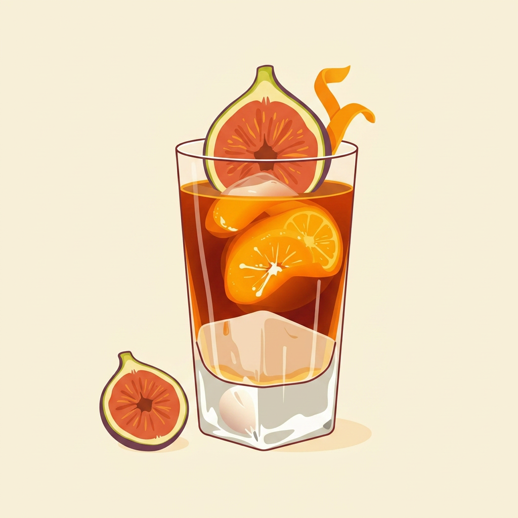 Fig Old Fashioned cocktail illustration