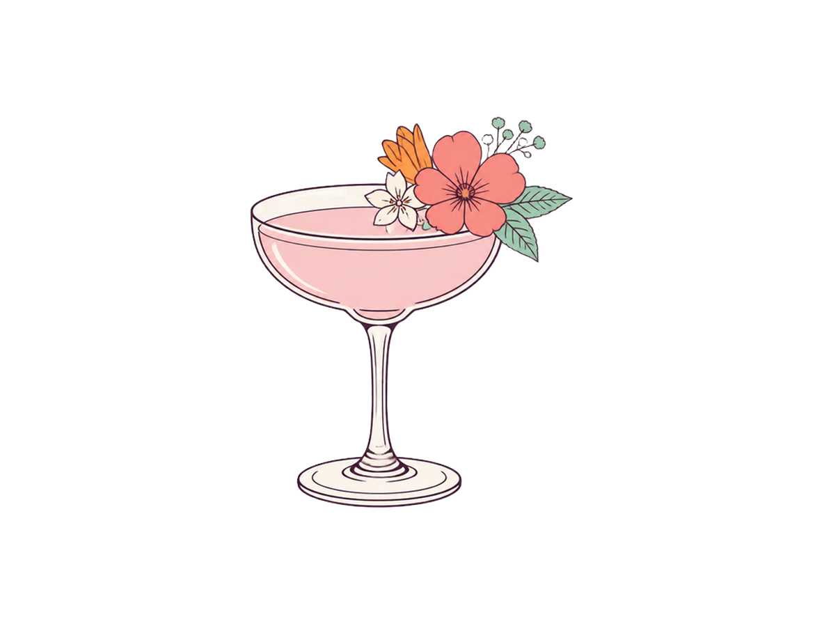 Flowers cocktail illustration