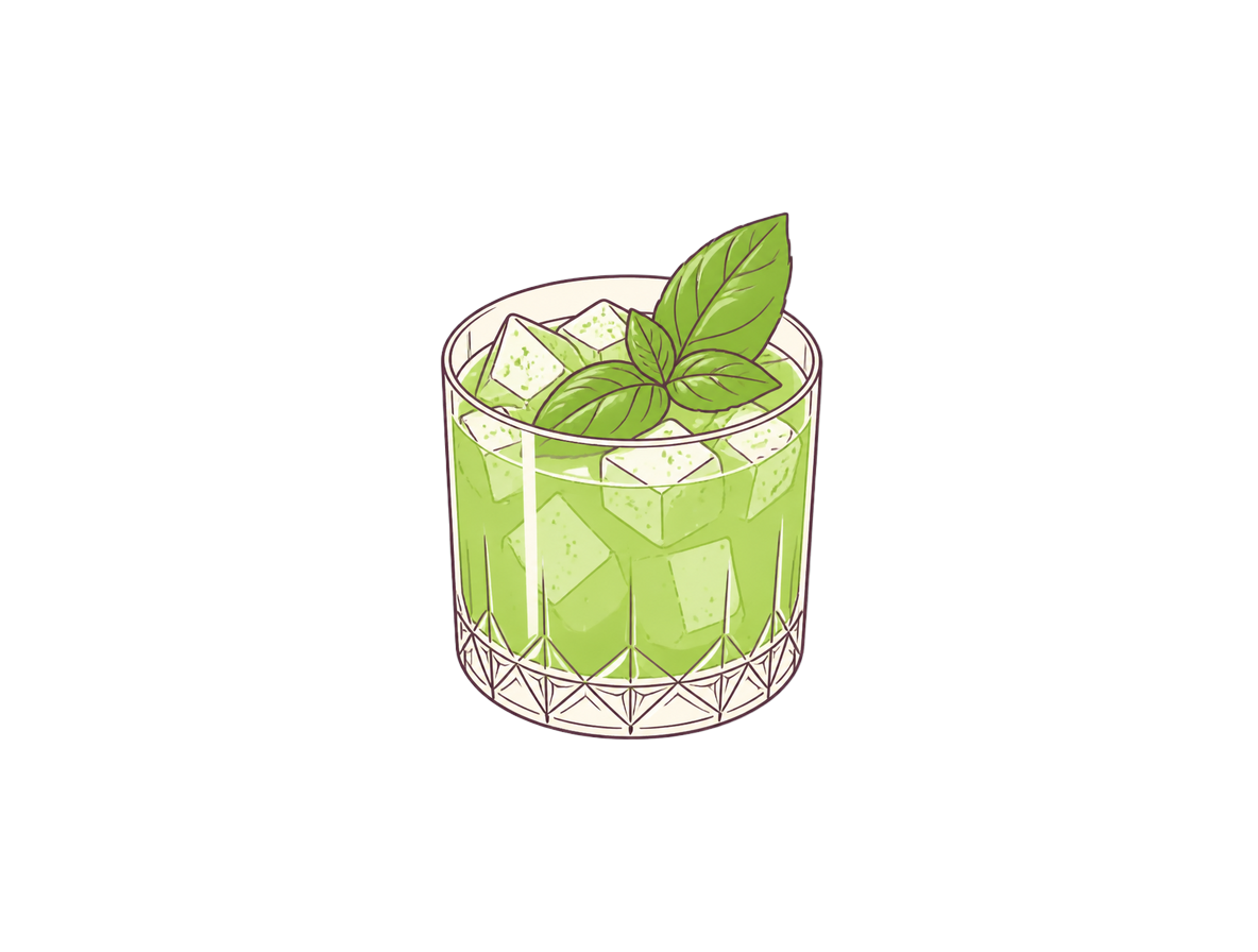 Gin Basil Smash cocktail illustration