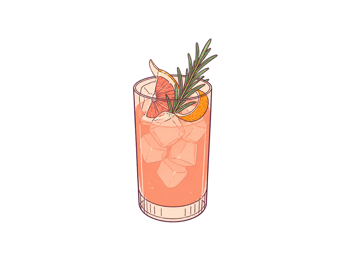 Grapefruit Rosemary Cooler cocktail illustration