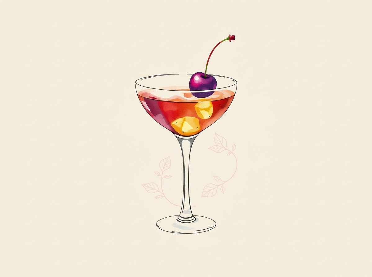 Manhattan cocktail illustration