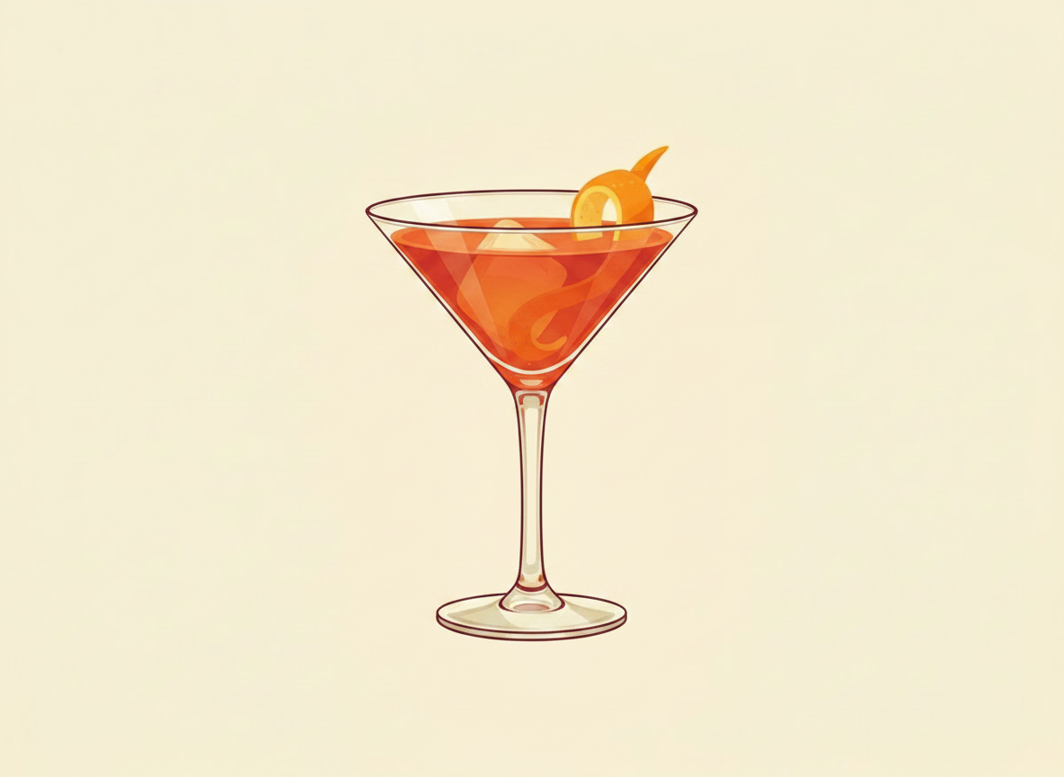Martinez cocktail illustration