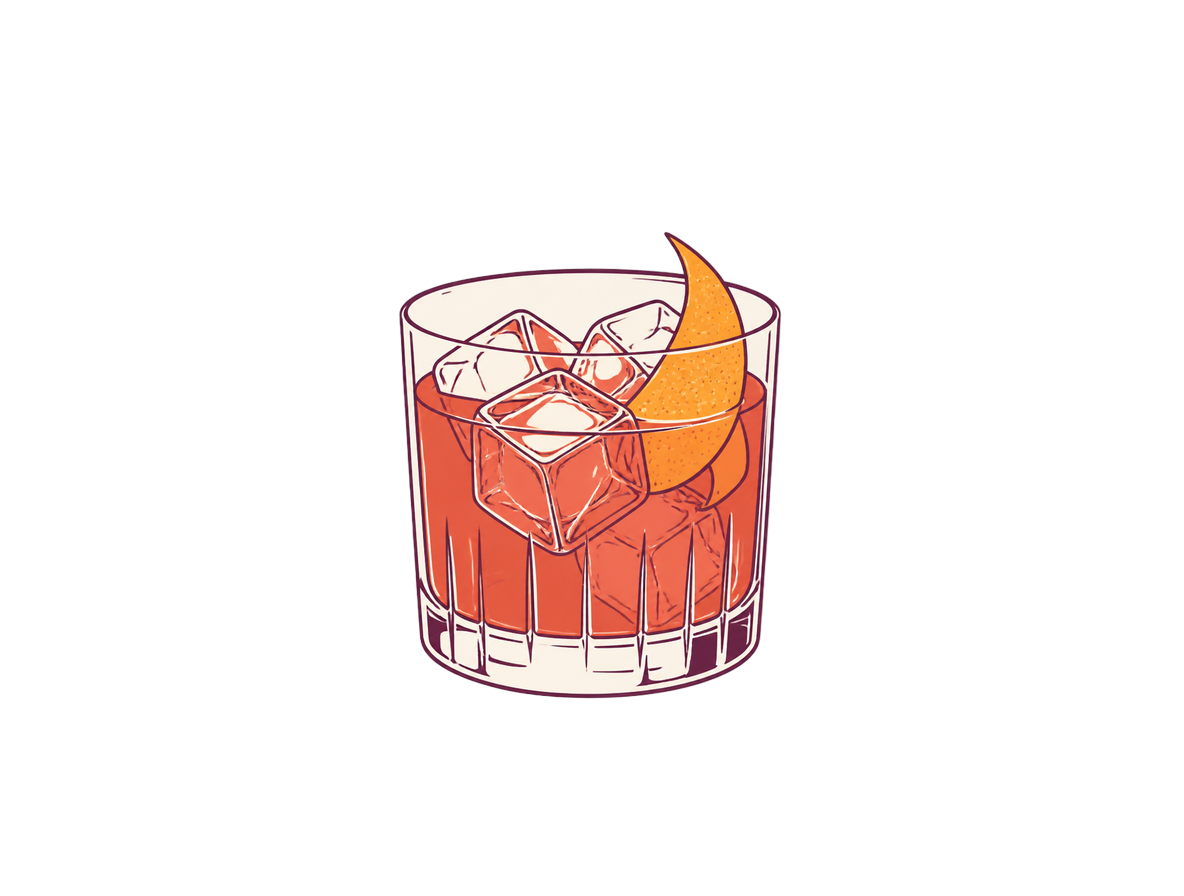 Mezcal Negroni cocktail illustration