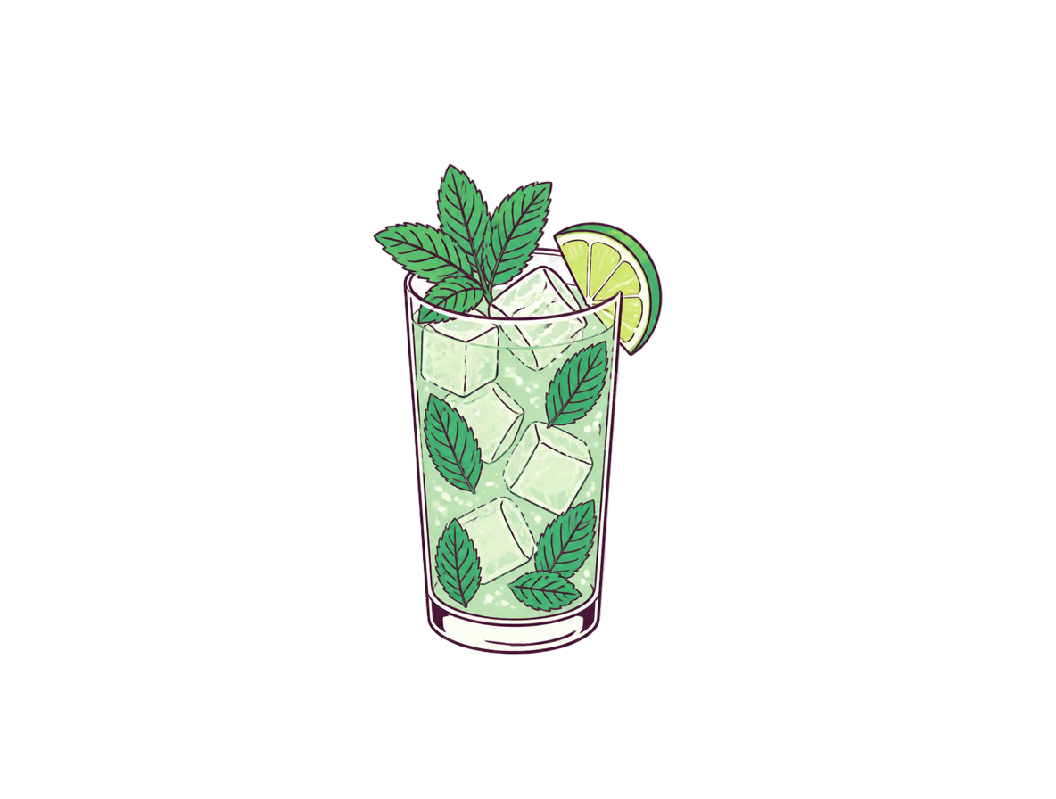 Nojito cocktail illustration