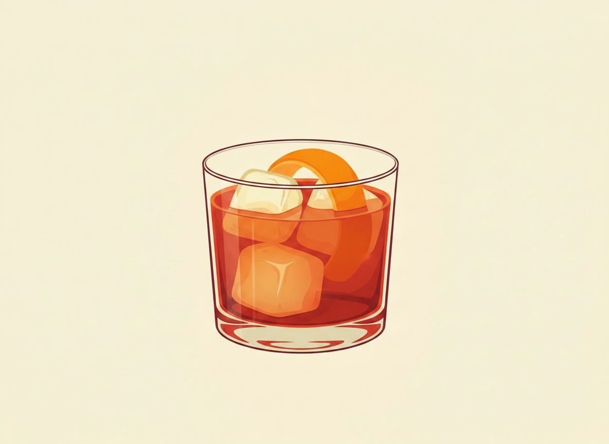 Oaxaca Old Fashioned cocktail illustration