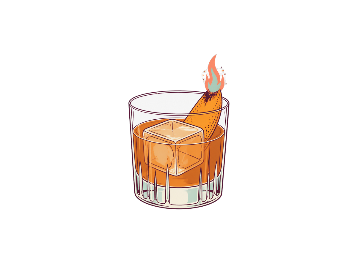 Oaxaca Old Fashioned cocktail illustration