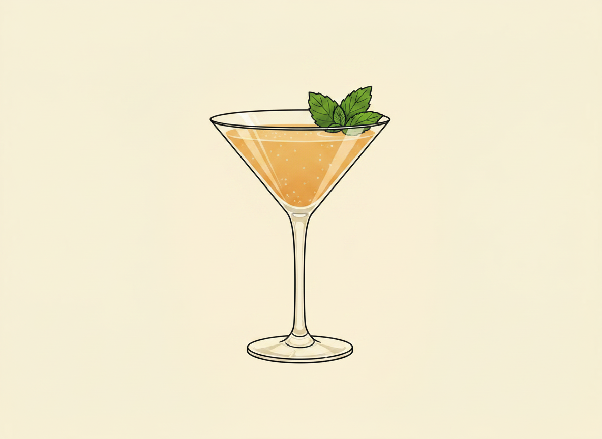 Old Cuban cocktail illustration