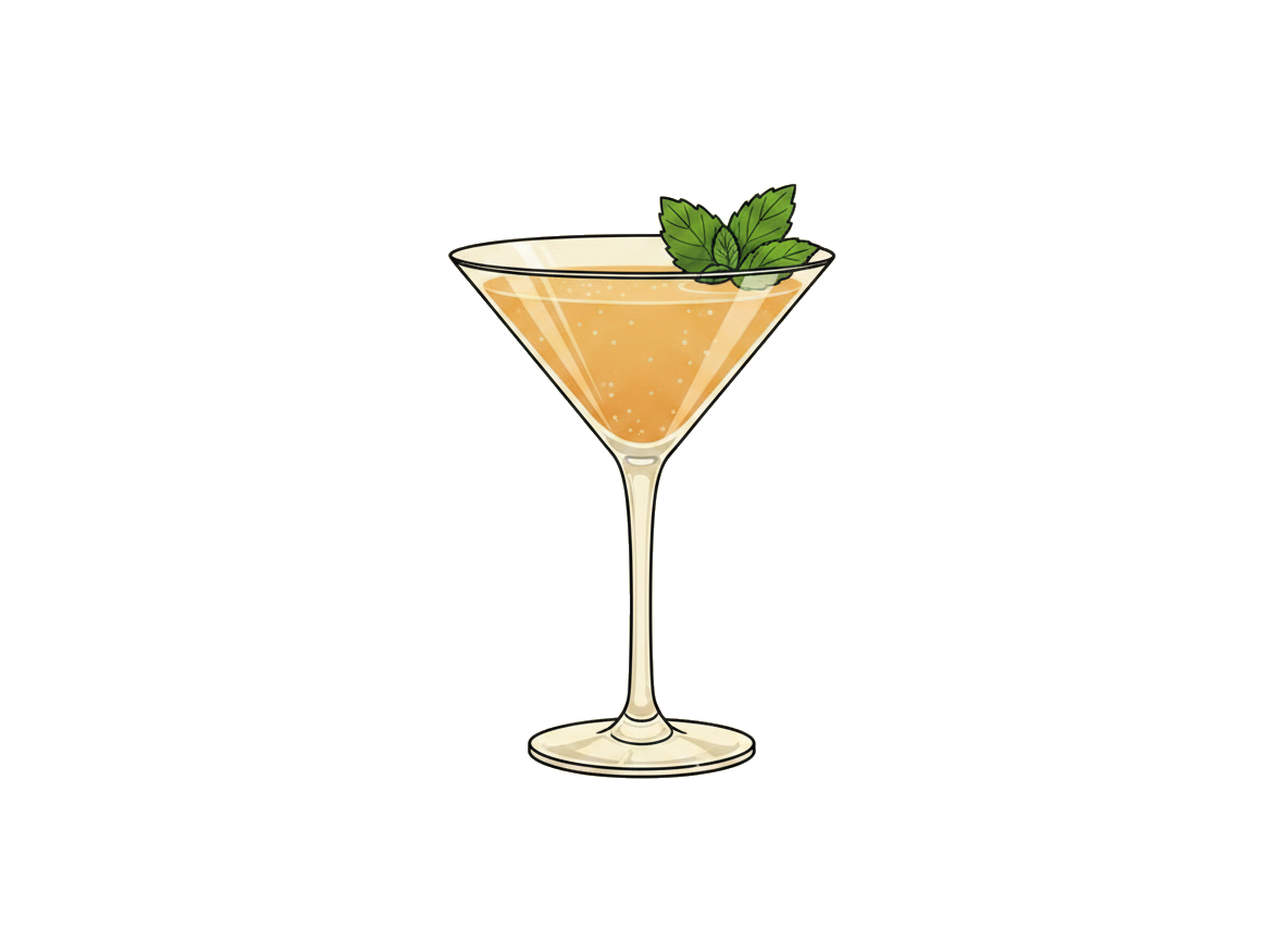 Old Cuban cocktail illustration