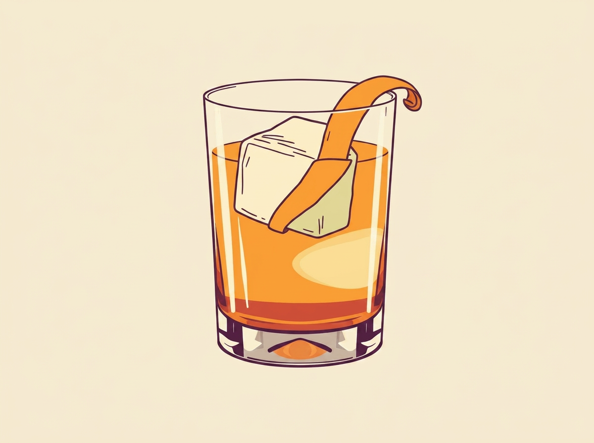 Old Fashioned cocktail illustration