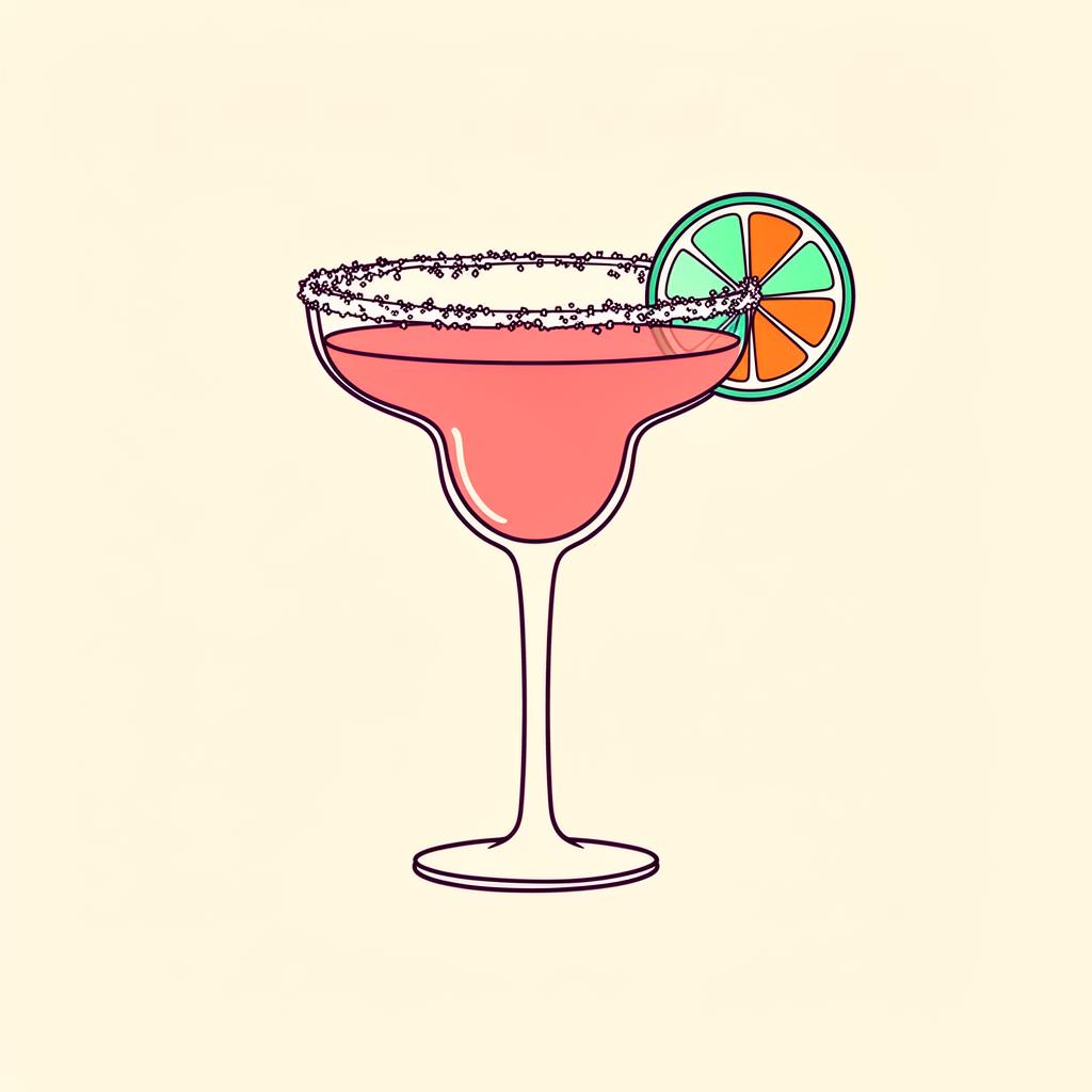 Pink Margarita cocktail illustration