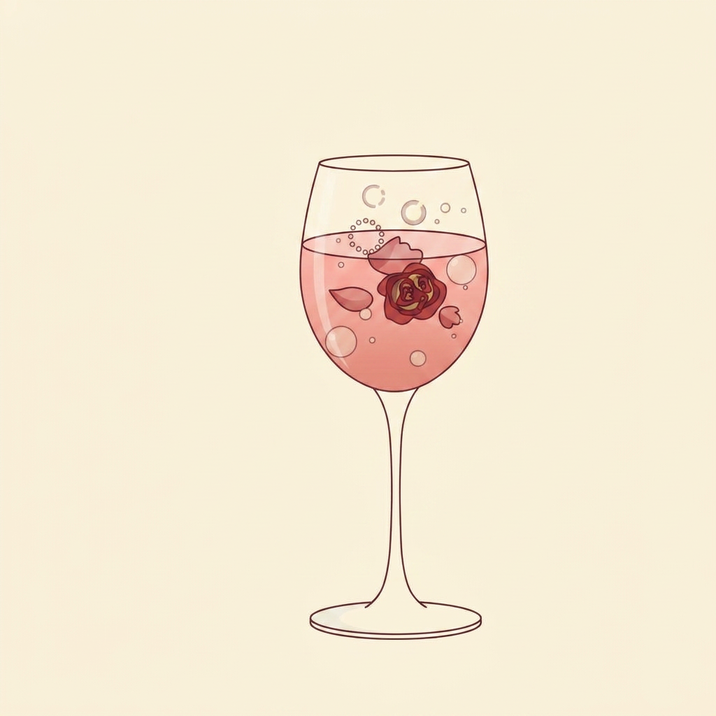 Rose Cardamom Spritz cocktail illustration