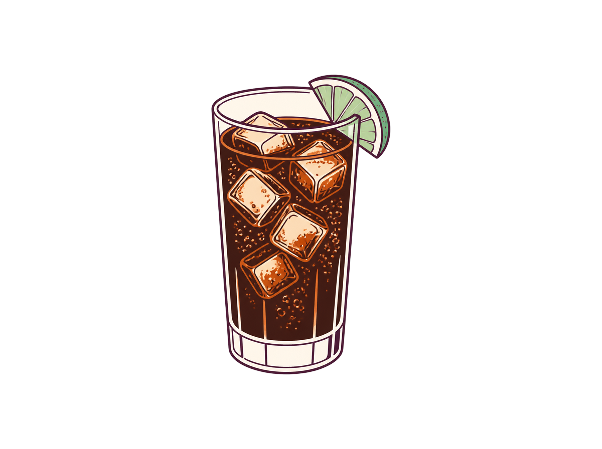 Rum and Coke cocktail illustration