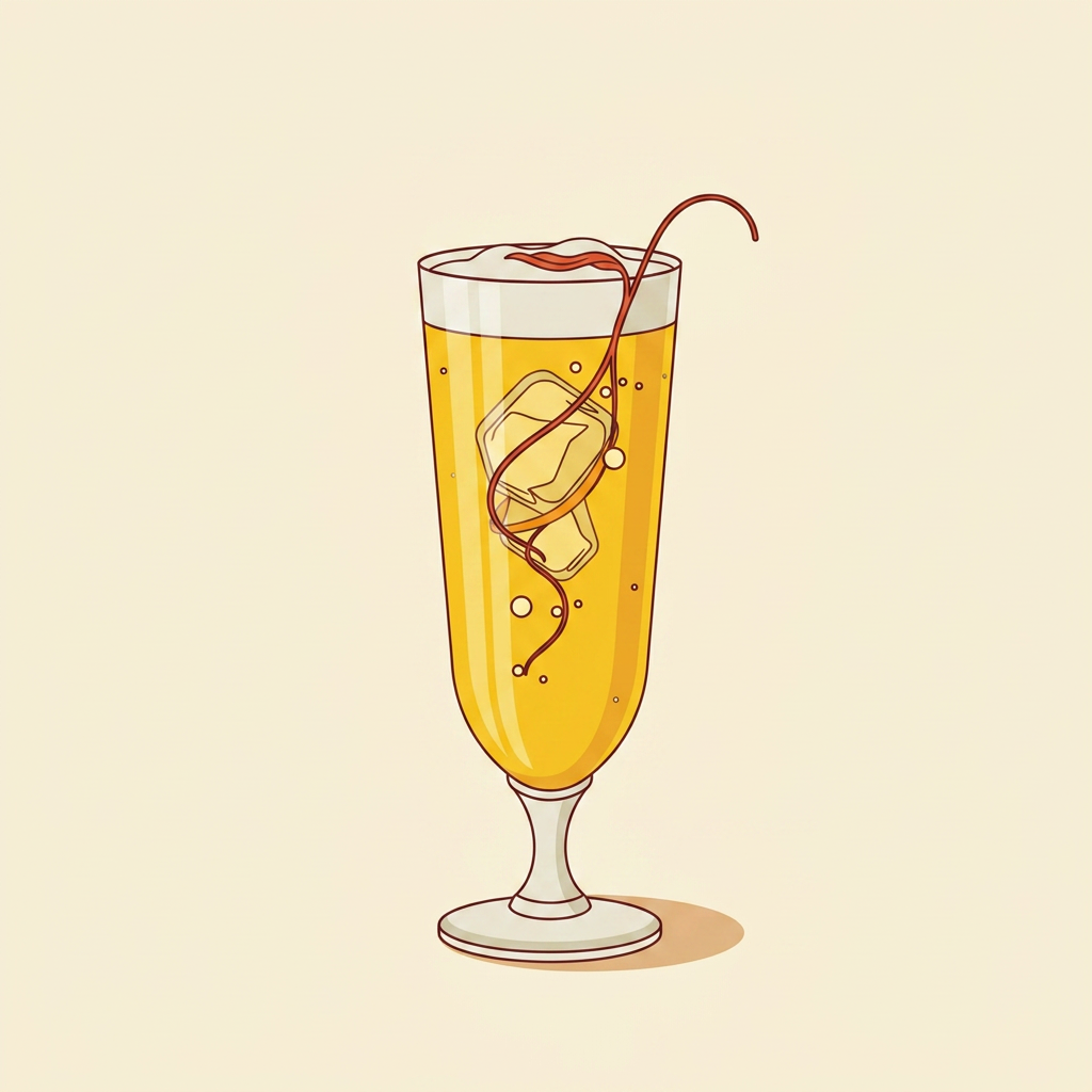 Saffron Gin Fizz cocktail illustration
