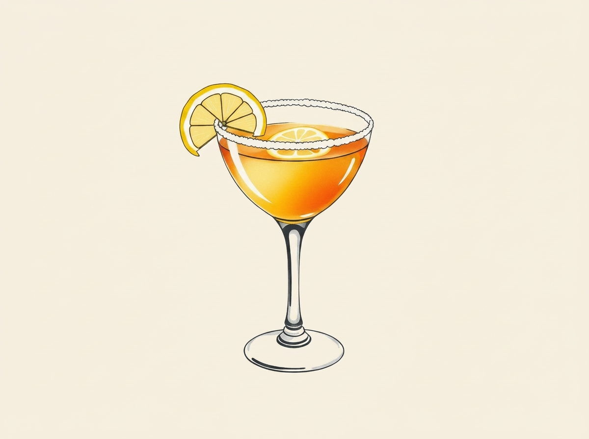 Sidecar cocktail illustration