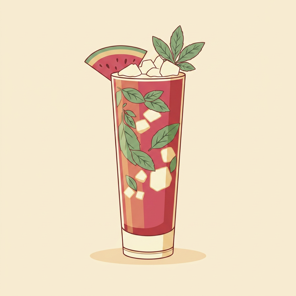 Watermelon Mojito cocktail illustration