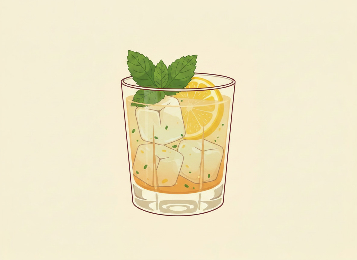 Whiskey Smash cocktail illustration