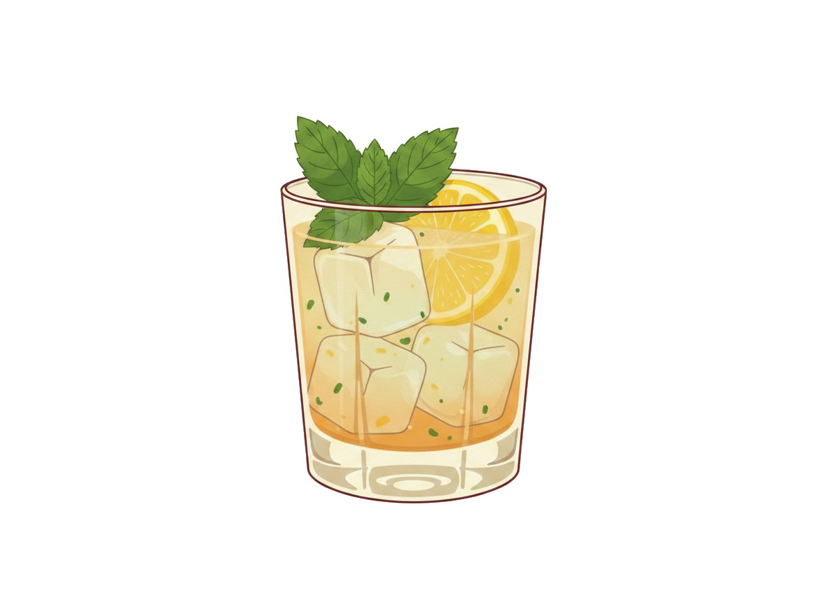 Whiskey Smash cocktail illustration