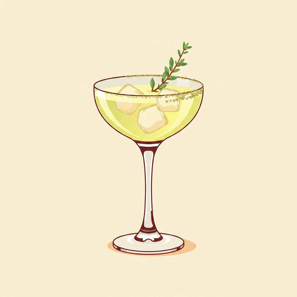 Za'atar Gimlet cocktail illustration